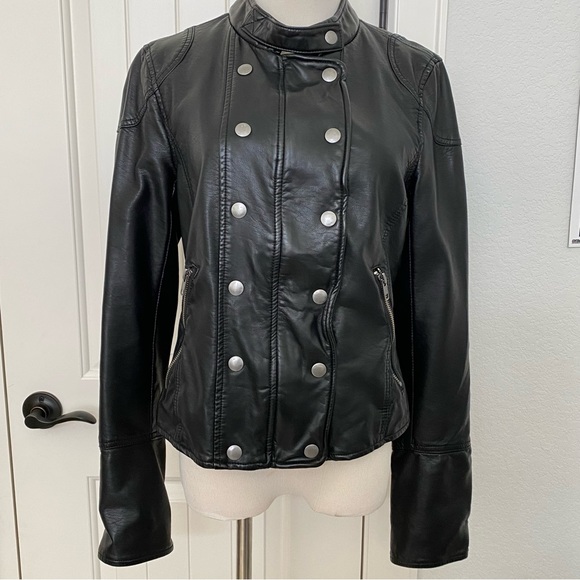 WE THE FREE Vegan Leather Jacket w/removable hood size small - Picture 4 of 15